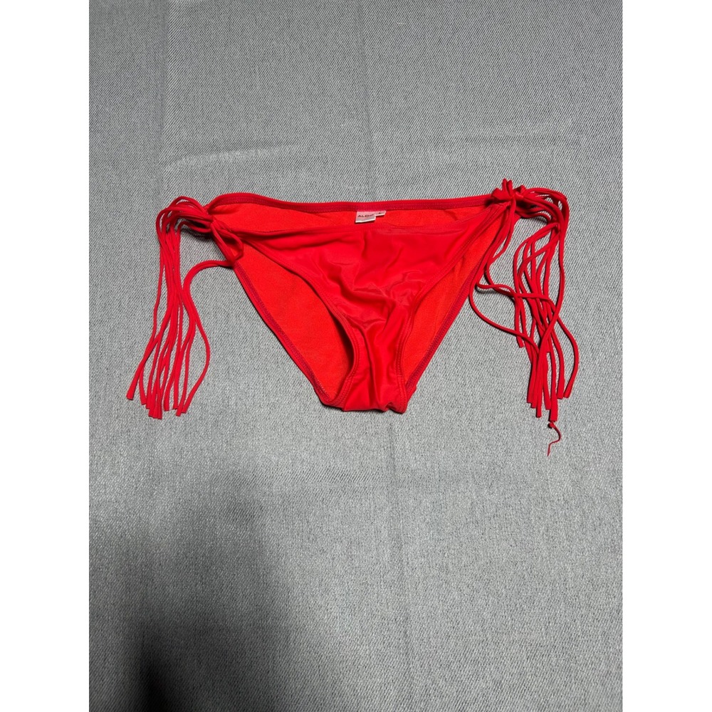 Aldo Bikini Bottom Womens Large Red Side Tie Fringe Tassel Swimwear